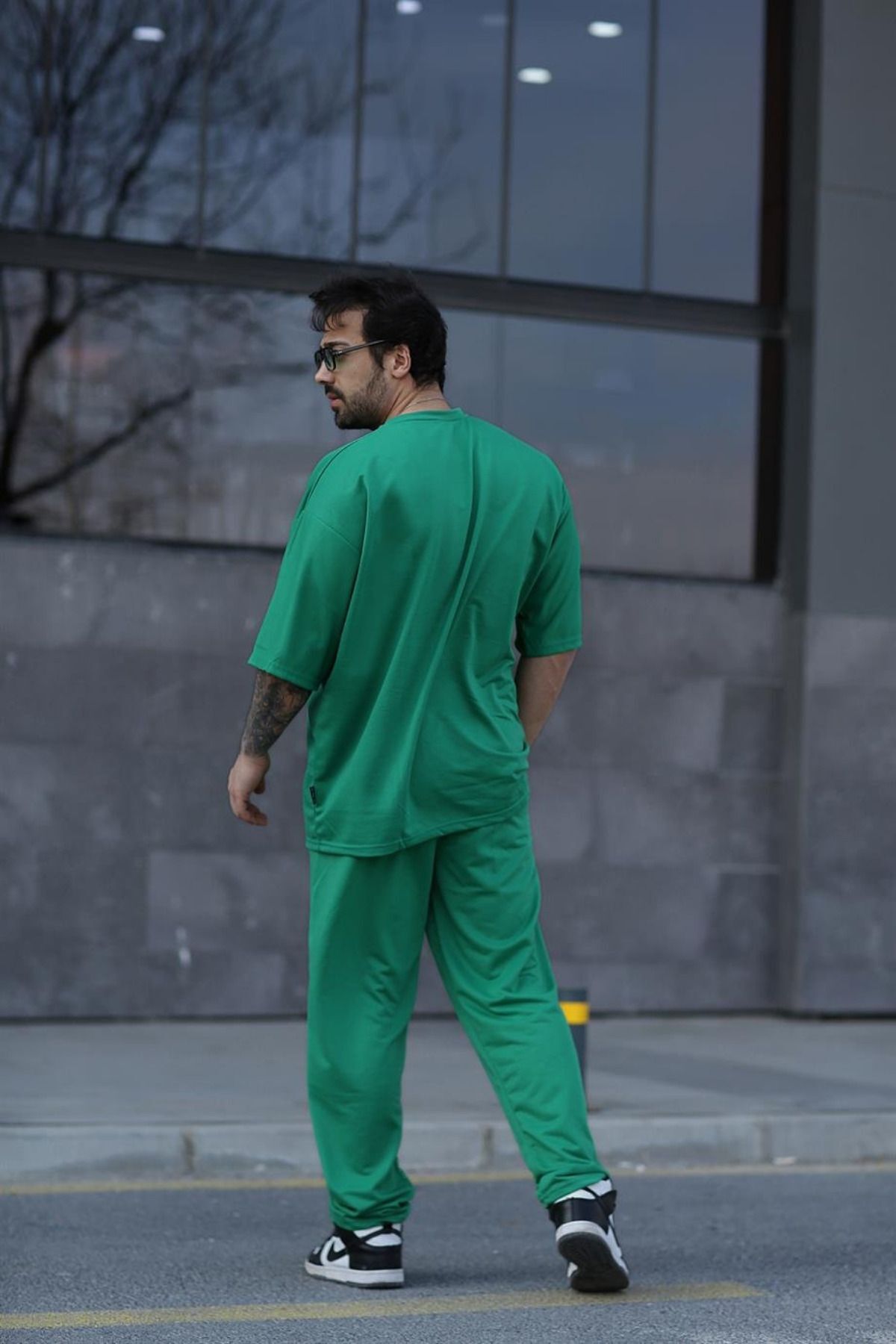 Erkek Gündelik Kısa Kollu T-shirt Pijama Takımı - Yeşil - 4