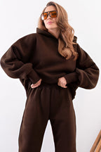Kadın Esnek Rahat Kalıp Basic Model Sweatshirt - Kahverengi - 1