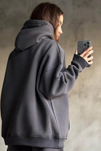 İ̇çi Pamuklu Bol Kalıp Sweatshirt - Füme - 2