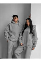 Unisex Oversi̇ze Çi̇ftleri̇n Kullanimina Uygun Eşofman Takimi ( Ürün 1 Takim) - Gri - 2