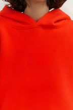 Kadın Eşofman Takımı Sweatshirt Jogger Kirmizi Oversize Şardonlu Kapüşonlu - Kırmızı - 6