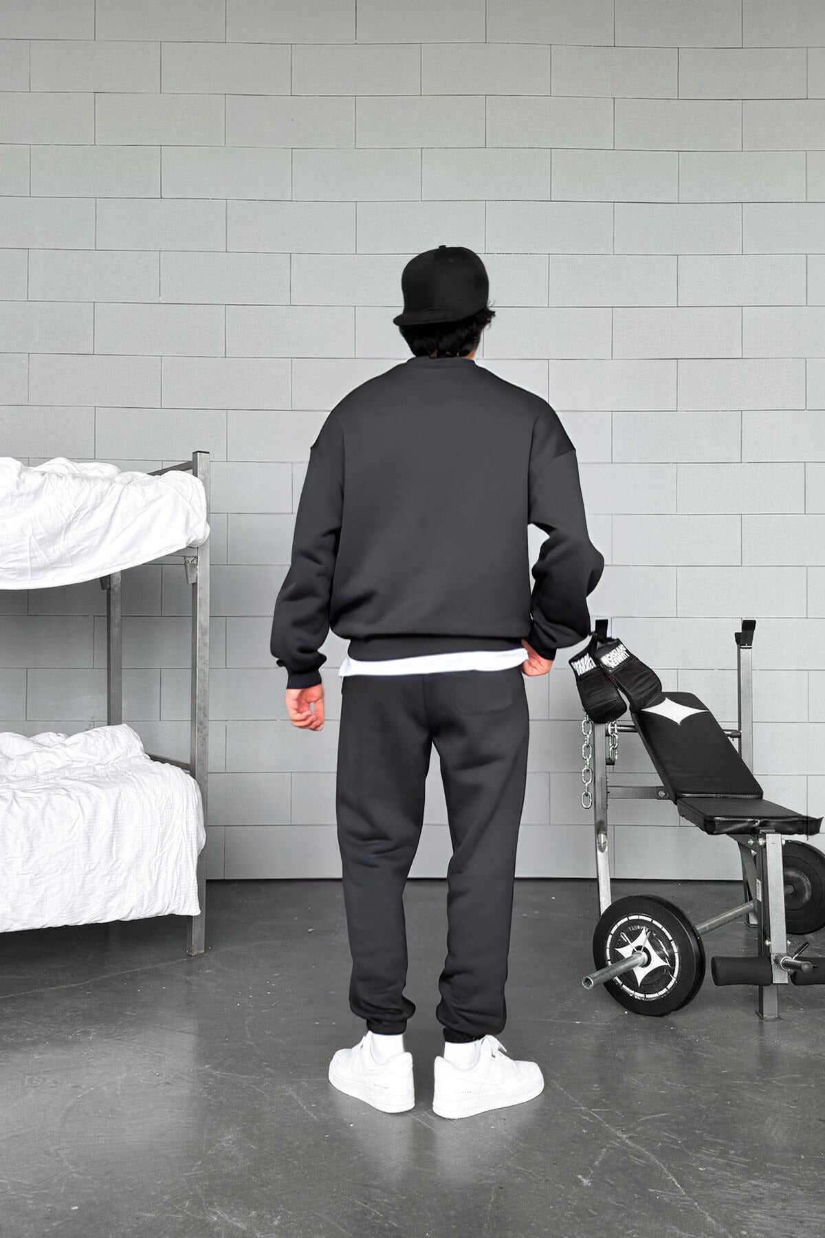 Erkek Trend Model Oversize Günlük Ve Spor Model Eşofman Takımı - Füme - 2