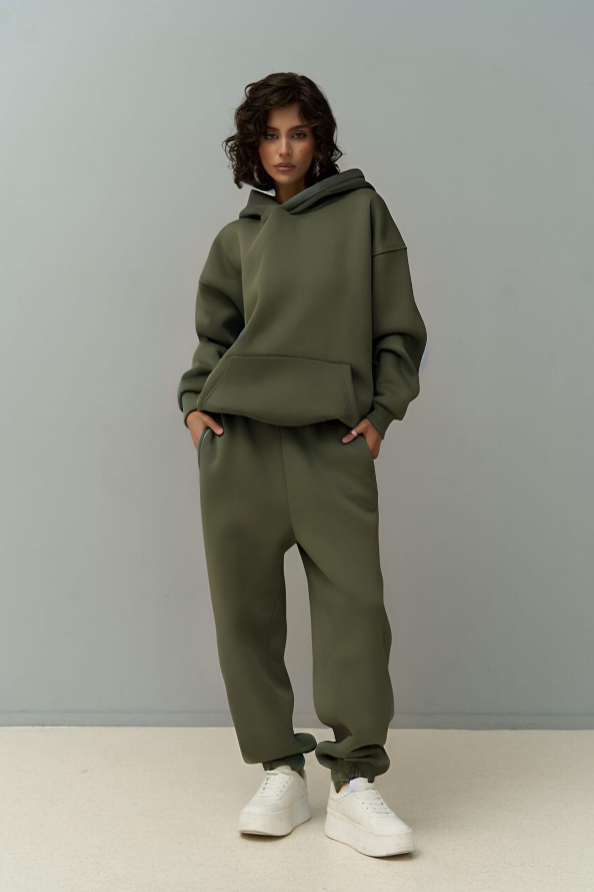 Kadin 3 İ̇pli̇k Haki̇ Eşofman Takimi - KHAKİ - 6