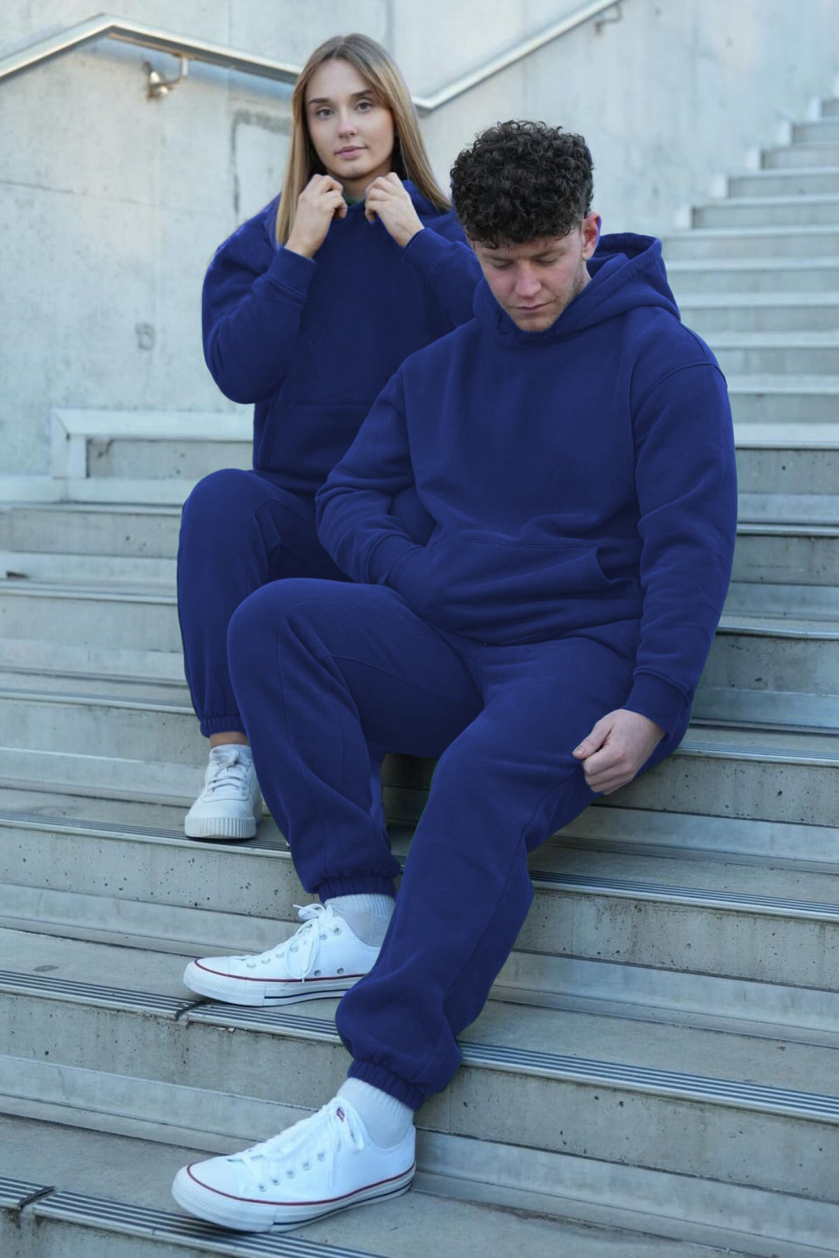 Unisex Çi̇ftlere Özel 3 İ̇pli̇k Şardonlu Eşofman Takimi - Saks Mavi - 1