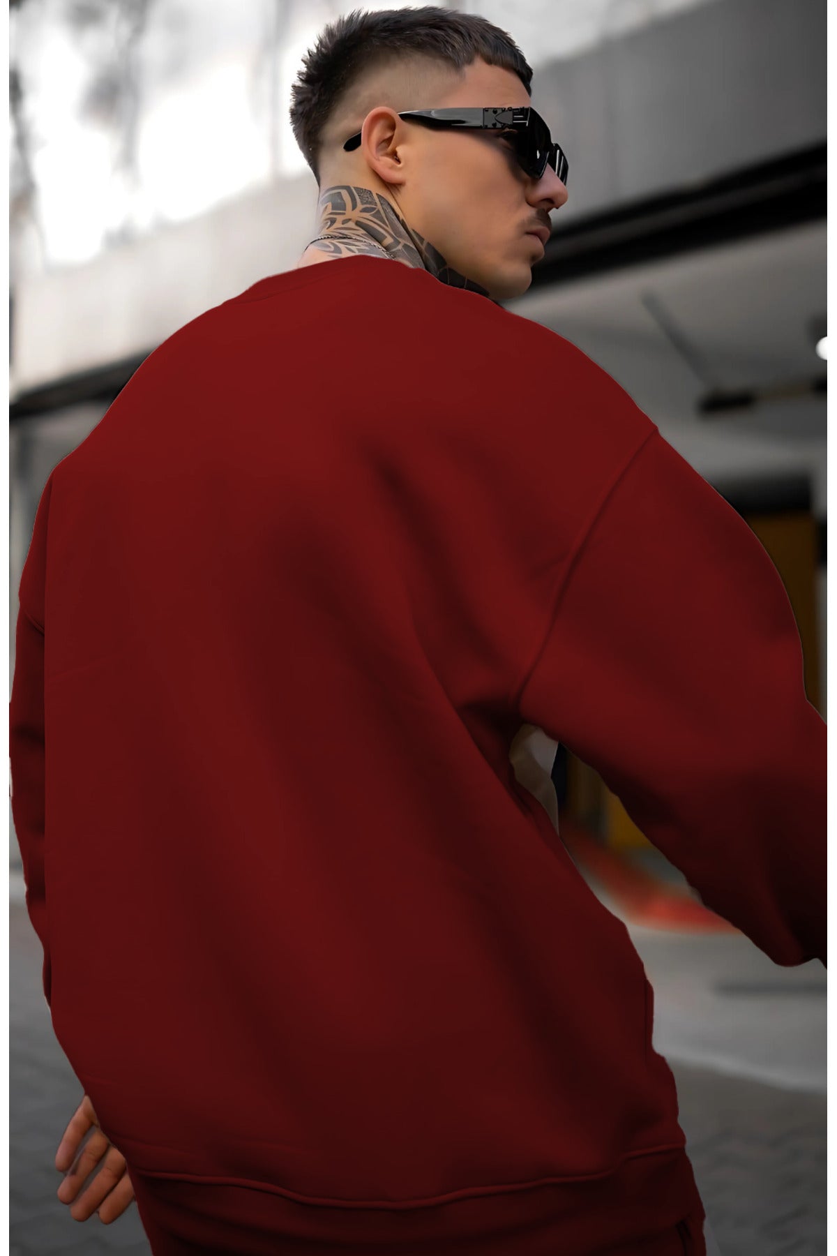 Erkek Oversize Alt Üst Takım - Bordo - 3