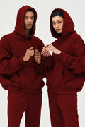 Unisex 3 İ̇pli̇k Şardonlu Oversi̇ze Çi̇ftleri̇n Kullanimina Uygun Eşofman Takimi (tekli̇) - Bordo - 1