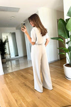 Kadın Şık Trend Kısa Kollu Takım - Beyaz - 2