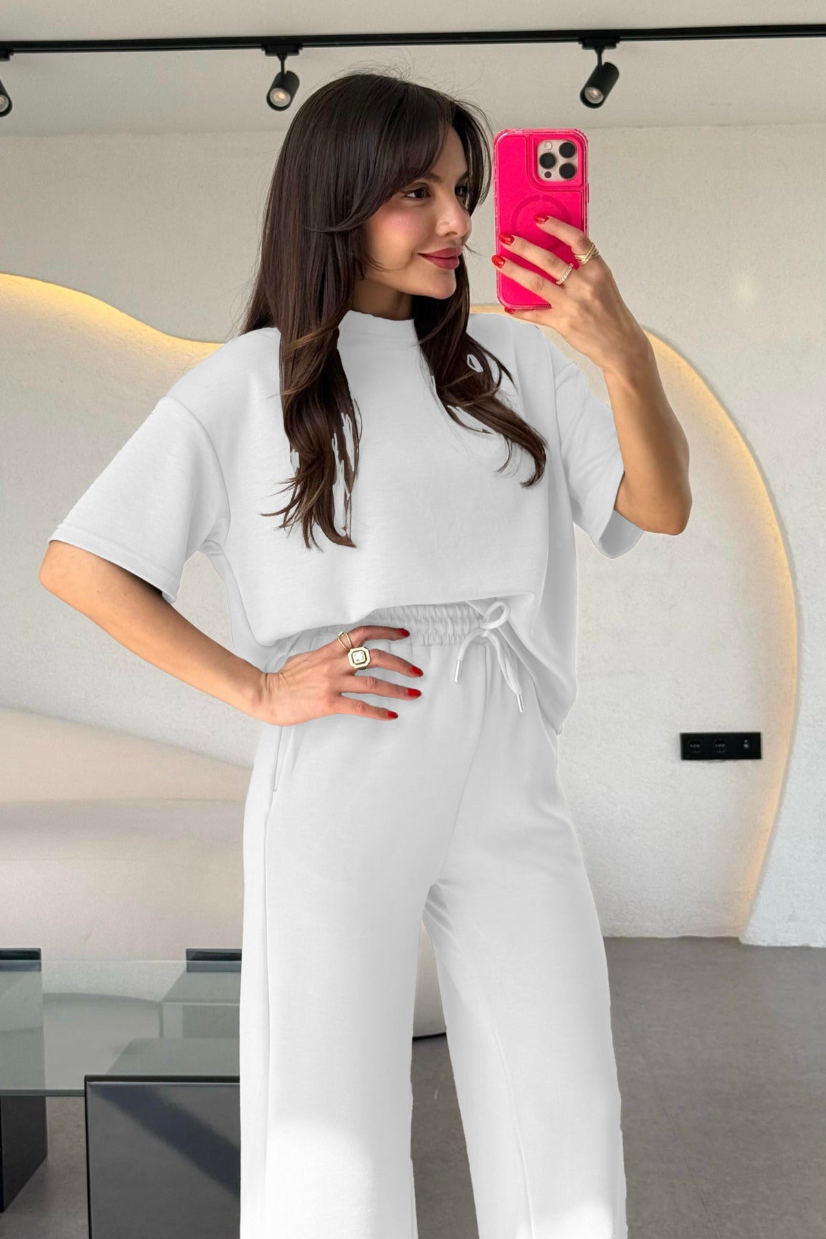 Kadın Trend Model Yazlık Alt Üst Takım - Beyaz - 2