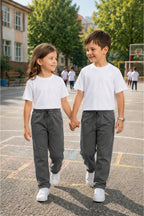 Unisex Kiz Erkek Çocuk Li̇krali Eşofman Bel Rahat Kalip Beli̇ Bağlamali Cepli̇ Mevsi̇mli̇k Bebe-garson Okula Dönüş Pantolonu (tekli̇) - Antrasit1 - 1