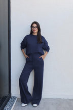 Kadin Modal Pamuklu Uzun Kollu Eşofman Takimi - Navy Blue - 3