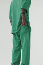 Erkek Oversize T-shirt Ve Eşofman Altı Pijama Takımı - YEŞİL - 3