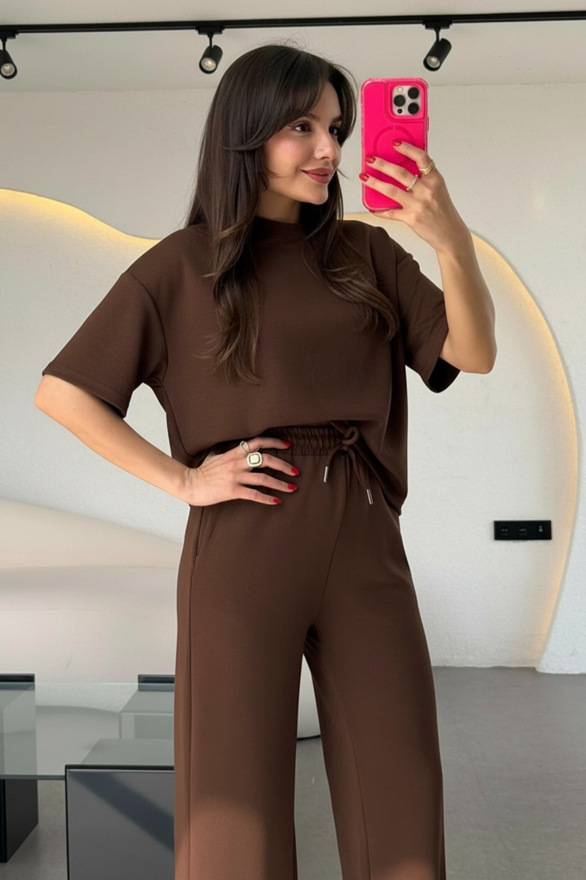 Kadın Trend Model Yazlık Alt Üst Takım - Kahverengi - 2