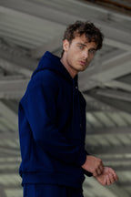 Erkek Ribanalı Bisiklet Yaka Sweatshirt 3 İplik - Lacivert - 1