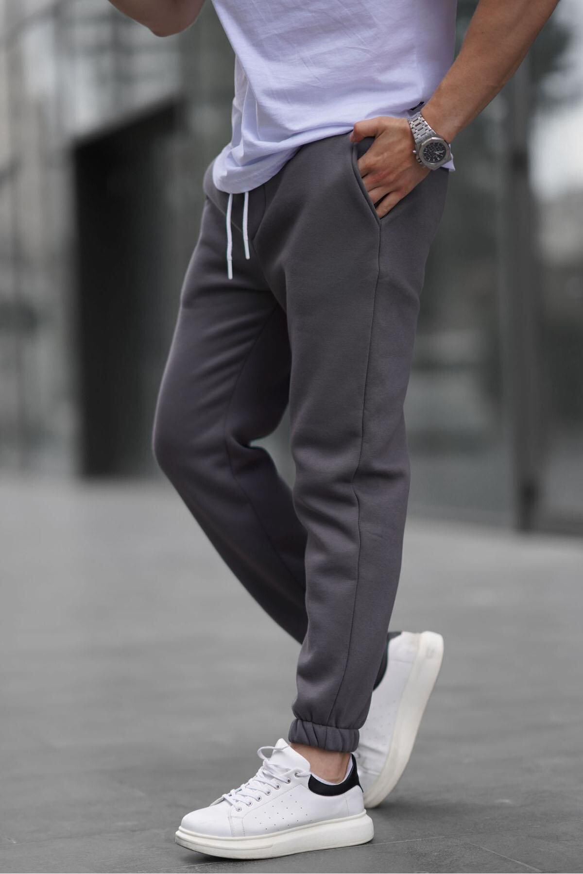 Erkek Jogger Eşofman Altı İ̇çi Pamuklu - Füme - 1