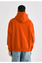 Erkek Düz Okul Lise Hoodie Sweatshirt - Turuncu - 4