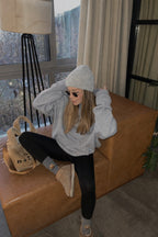 Kadin Gri̇melanj 3 İ̇pli̇k Şardonlu Yumuşak Oversi̇ze Kapüşonlu Sweatshirt - Gri Melanj - 2