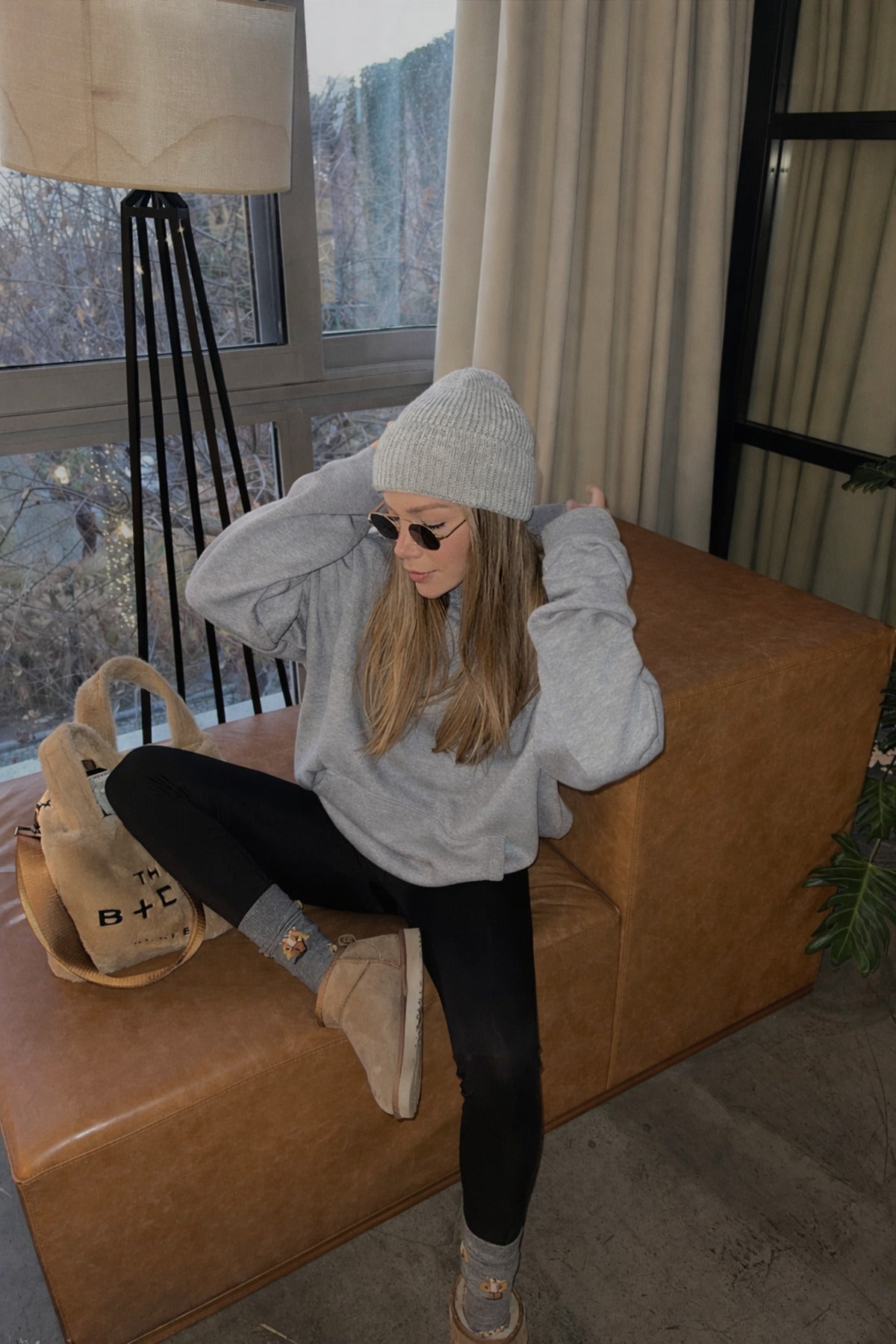 Kadin Gri̇melanj 3 İ̇pli̇k Şardonlu Yumuşak Oversi̇ze Kapüşonlu Sweatshirt - Gri Melanj - 2