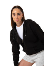 Unisex Si̇yah Tam Fermuarlı Hırka Sweatshirt Kapşonlu Kanguru Cepli Kadın Erkek - Siyah - 1