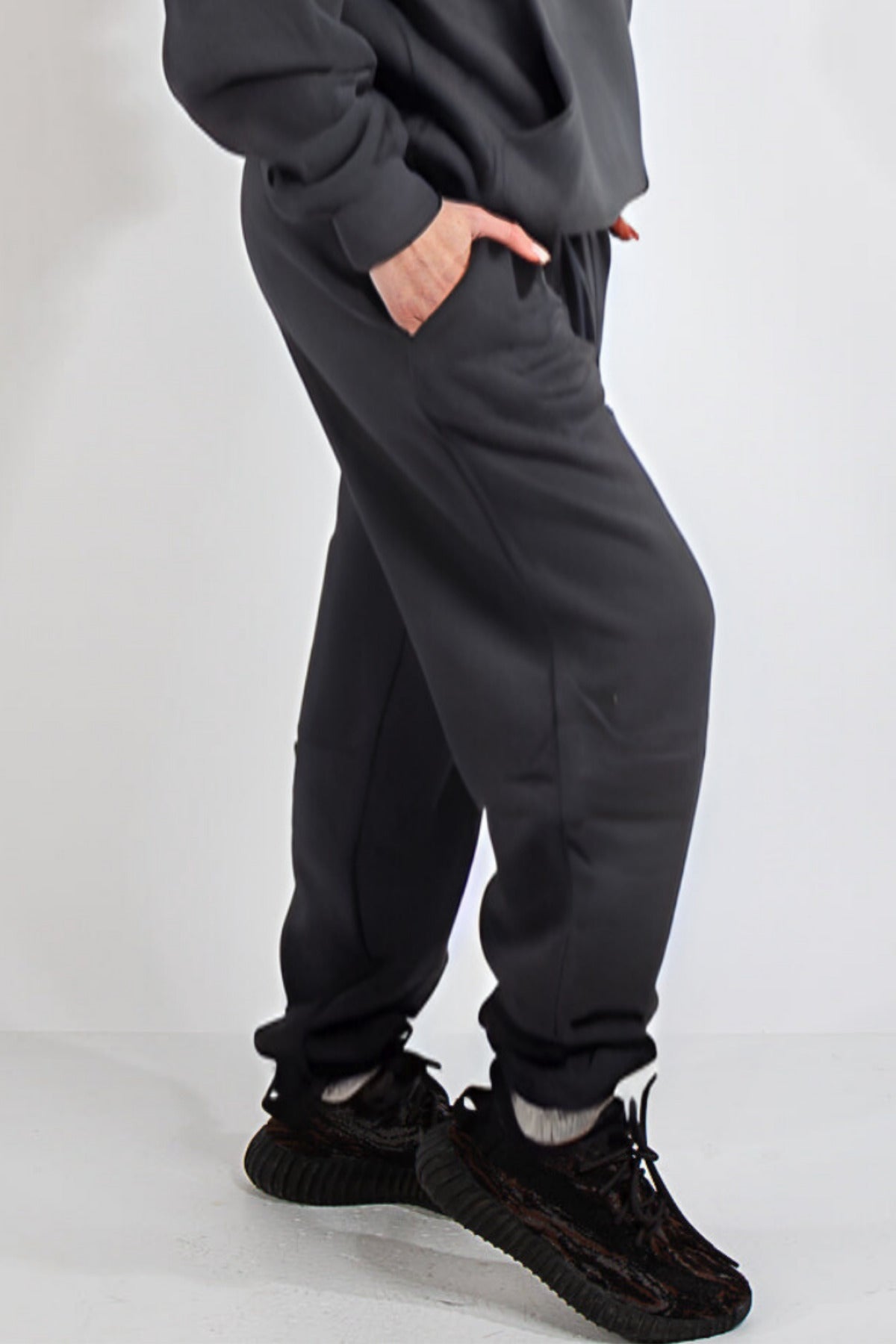 Oversize Bol Kesim Eşofman Altı Lastikli - Füme - 2