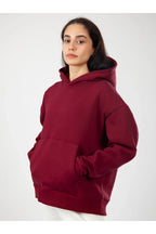 Oversize Hoodie Okul Sweatshirt - Bordo - 2