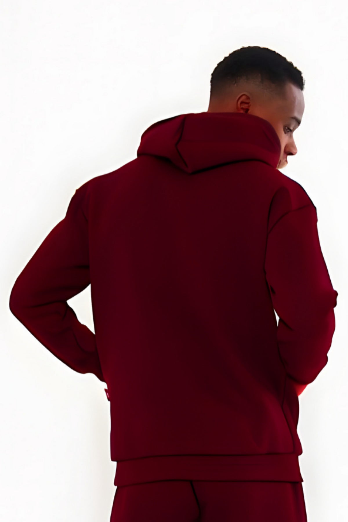 3iplik Bisiklet Yaka Kalın Sweatshirt Pamuklu - Bordo - 3