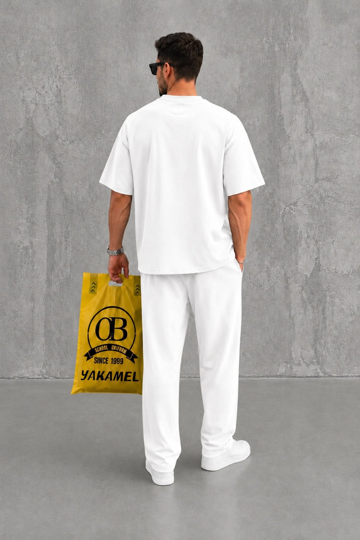 Oversize Salaş Kesim Premium Takım Kombin Rahat Kalıp Unisex İ̇kili Takım - Beyaz - 2