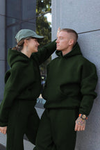Unisex 3 İ̇pli̇k Şardonlu Çi̇ftleri̇n Kullanimina Uygun Jogger Eşofman Takimi (tekli̇) - Koyu Yeşil - 3