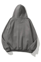 Unisex Kadın Füme Baskısız Kanguru Cepli Kapüşonlu 3 İ̇plik Şardonlu Sweatshirt Oversize Hoodie - Füme - 2