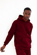 3iplik Bisiklet Yaka Kalın Sweatshirt Pamuklu - Bordo - 2