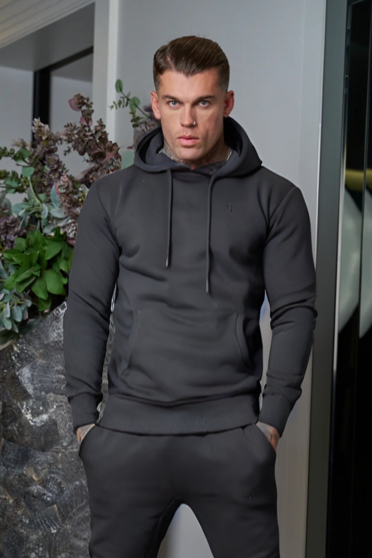 Erkek Esnek Kaliteli Spor Model Sweatshirt - Füme - 2