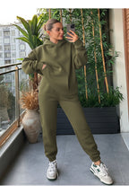 Kadin Kalin Comfort Sweatshi̇rt Yüksek Bel Eşofman Takimi - Açık Haki - 1