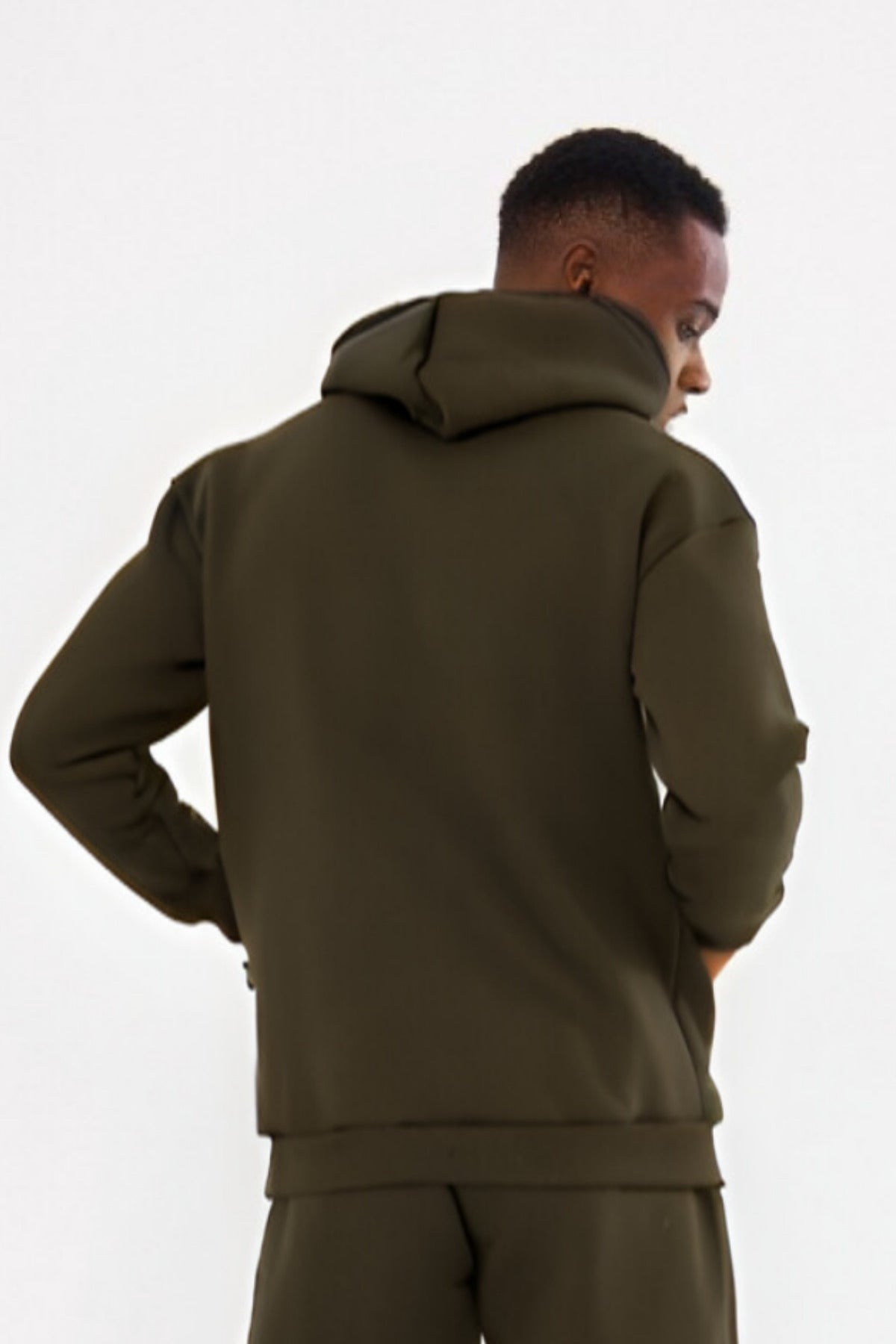3iplik Bisiklet Yaka Kalın Sweatshirt Pamuklu - Haki - 4