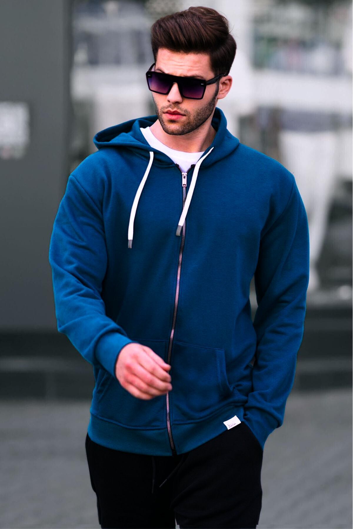 Saks Fermuarlı Kapüşonlu Erkek Sweatshirt - SAKS - 1