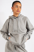 Kapuşonlu 3 İplik Sweatshirt - Gri - 1