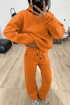 Kadın Boyfriend 3 İplik Şardonlu Bol Paça Oversize Casual Takım - Turuncu - 2
