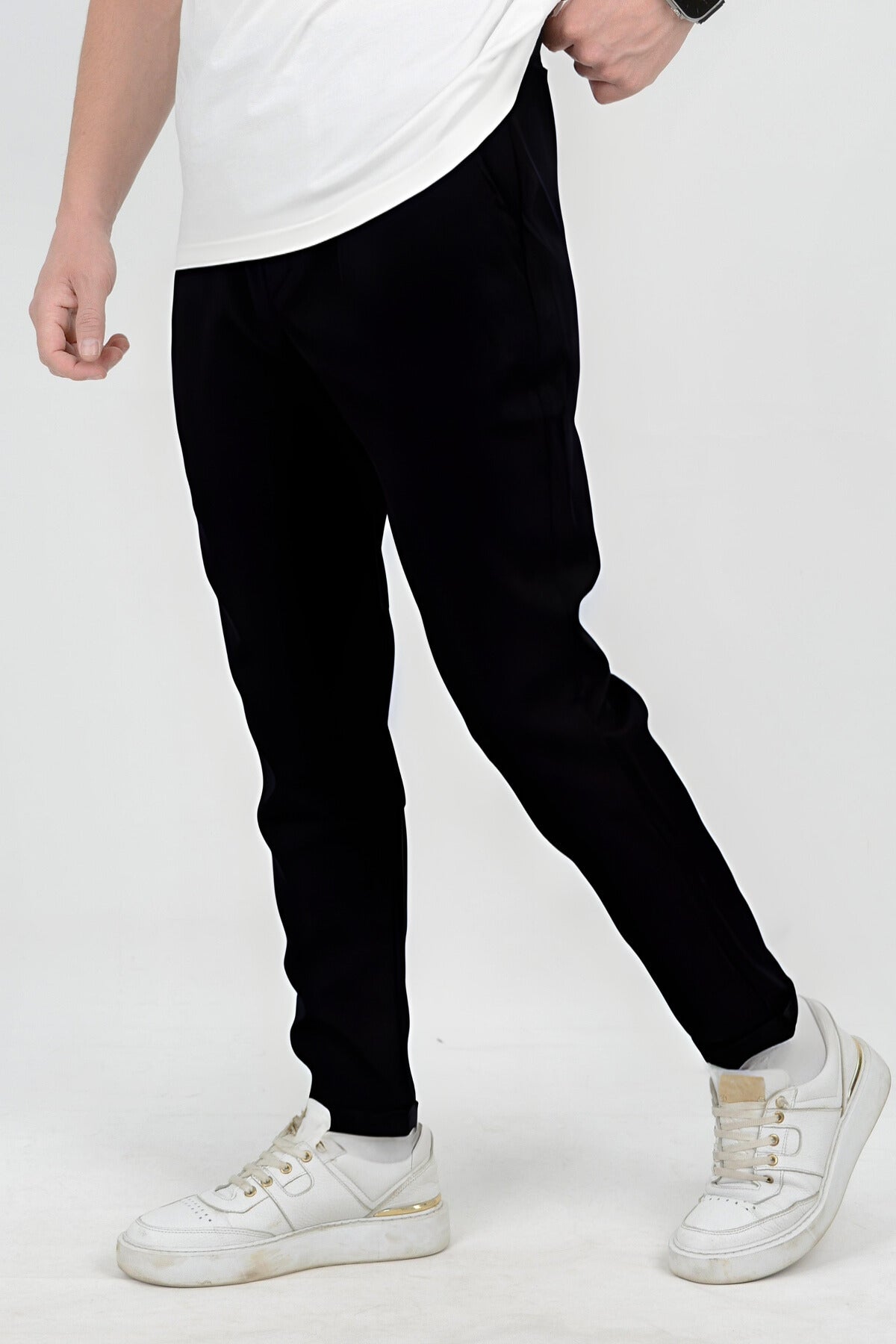 Erkek Lise Boy Spor Model Cepli Kumaş Okul Pantolonu - Siyah - 3