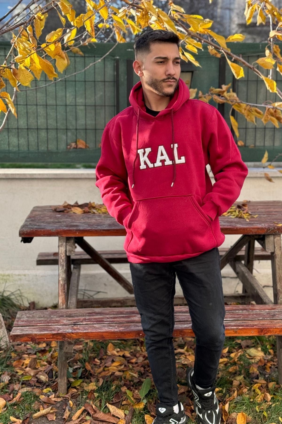 Erkek Kapşonlu Nakişli Oversi̇ze Kolej Sweatshi̇rt - KAL - 1