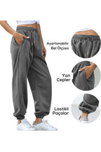 Kadın Koyu Gri Kalın İ̇çi Polarlı Basic Jogger Örme Eşofman Altı - Füme - 4