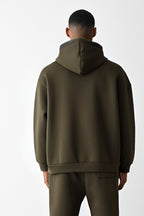 Erkek Kapşonlu Kanguru Cep Kışlık Sweatshirt - Haki - 3