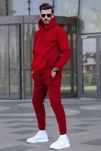 Erkek Oversi̇ze Jogger Bordo Eşofman Takimi - BURGUNDY - 1