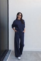 Kadin Modal Pamuklu Uzun Kollu Eşofman Takimi - Navy Blue - 1