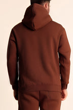 Erkek Rahat Kalın Pamuklu Kışlık Sweatshirt - Kahverengi - 3