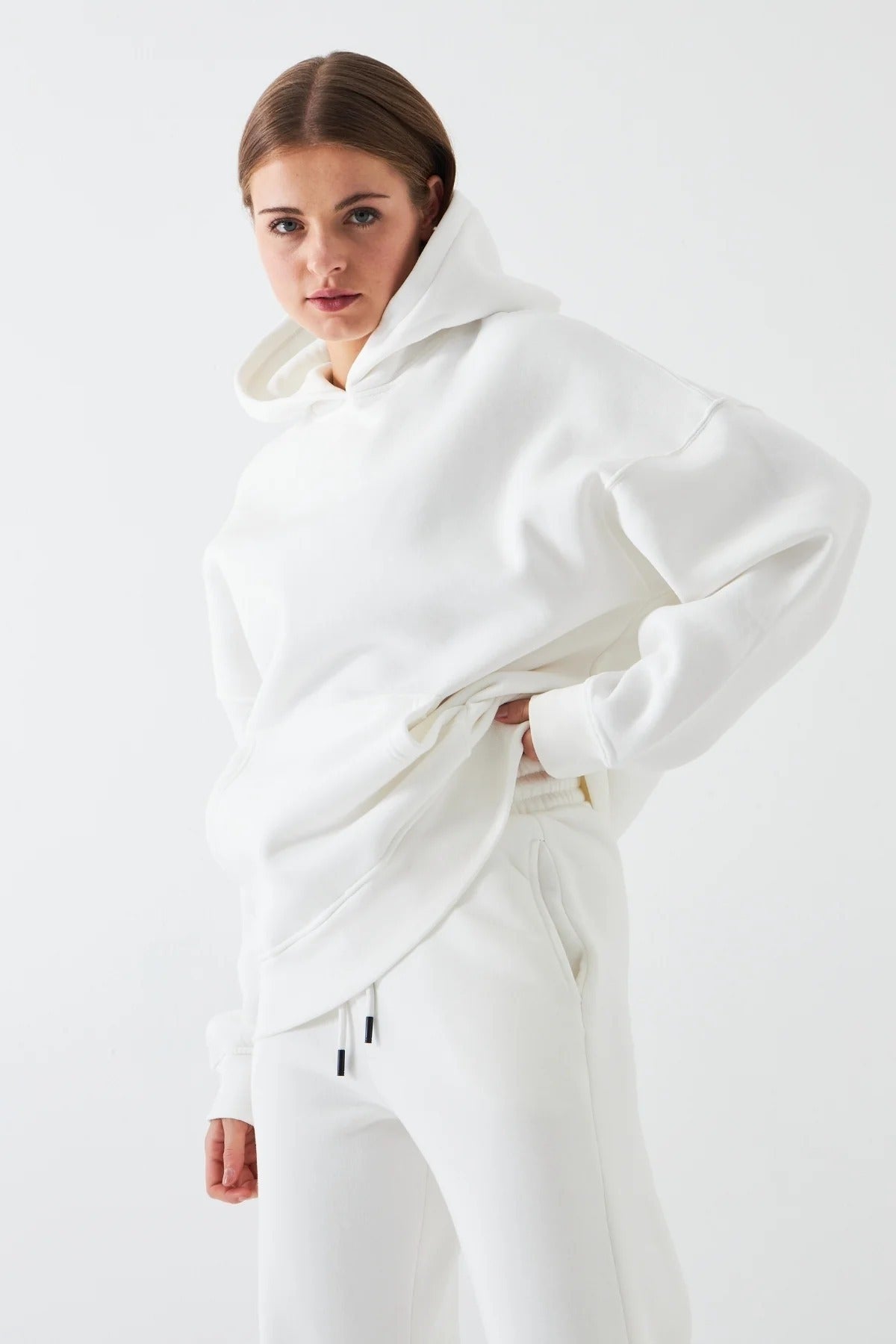 Kadın Oversize Basic Eşofman Takımı - Beyaz - 3