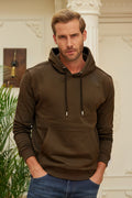 Erkek Kapşonlu Kanguru Cep Basic Sweatshirt - Kahverengi - 1