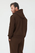 Erkek Trend Model Kanguru Cep Sweatshirt - Kahverengi - 2