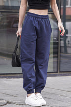 Kadın Lacivert Jogger Yüksek Bel Eşofman Altı Sweatpants - Navy Blue - 1