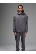 Erkek 3 İ̇pli̇k İ̇çi̇ Pamuklu Kalin Jogger Eşofman Takimi - Füme - 3