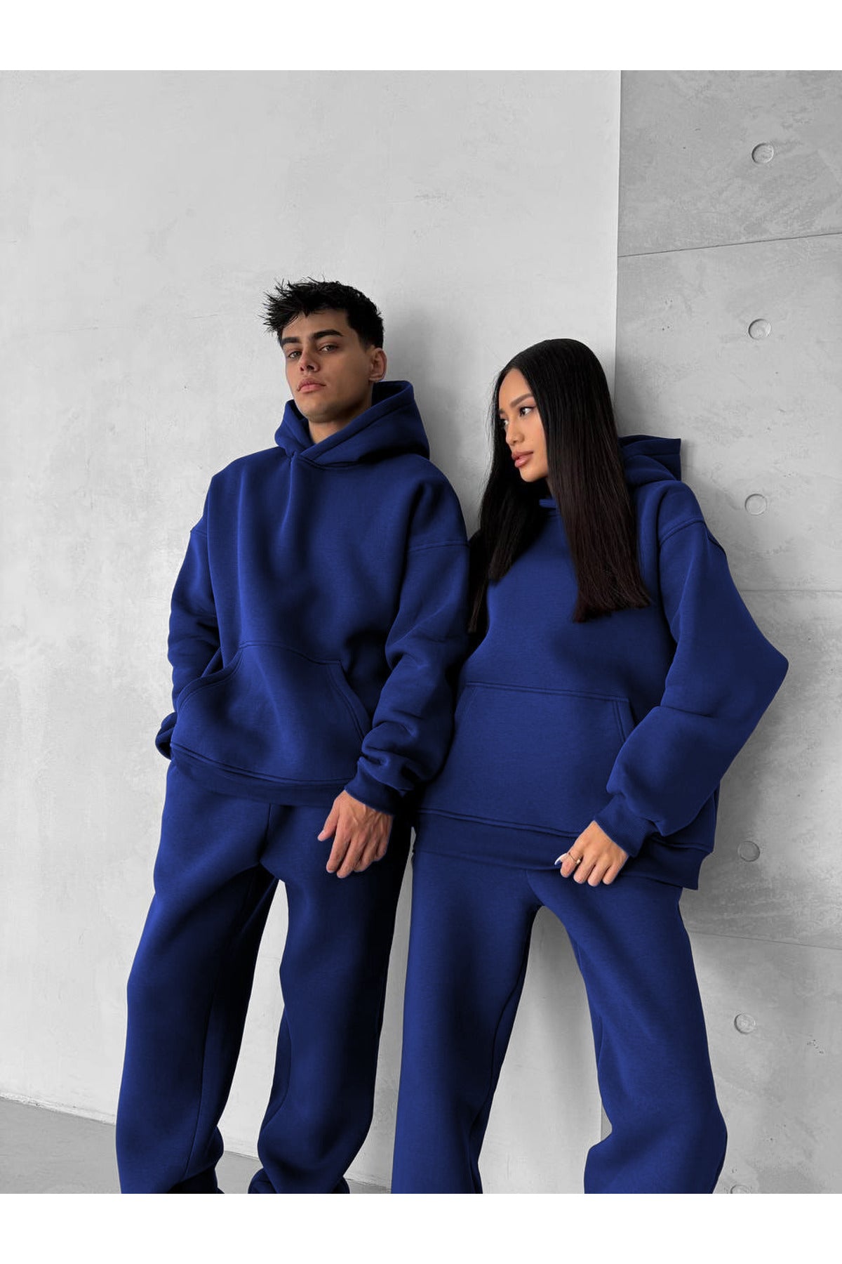 Unisex Oversi̇ze Çi̇ftleri̇n Kullanimina Uygun Eşofman Takimi ( Ürün 1 Takim) - Saks Mavi - 3