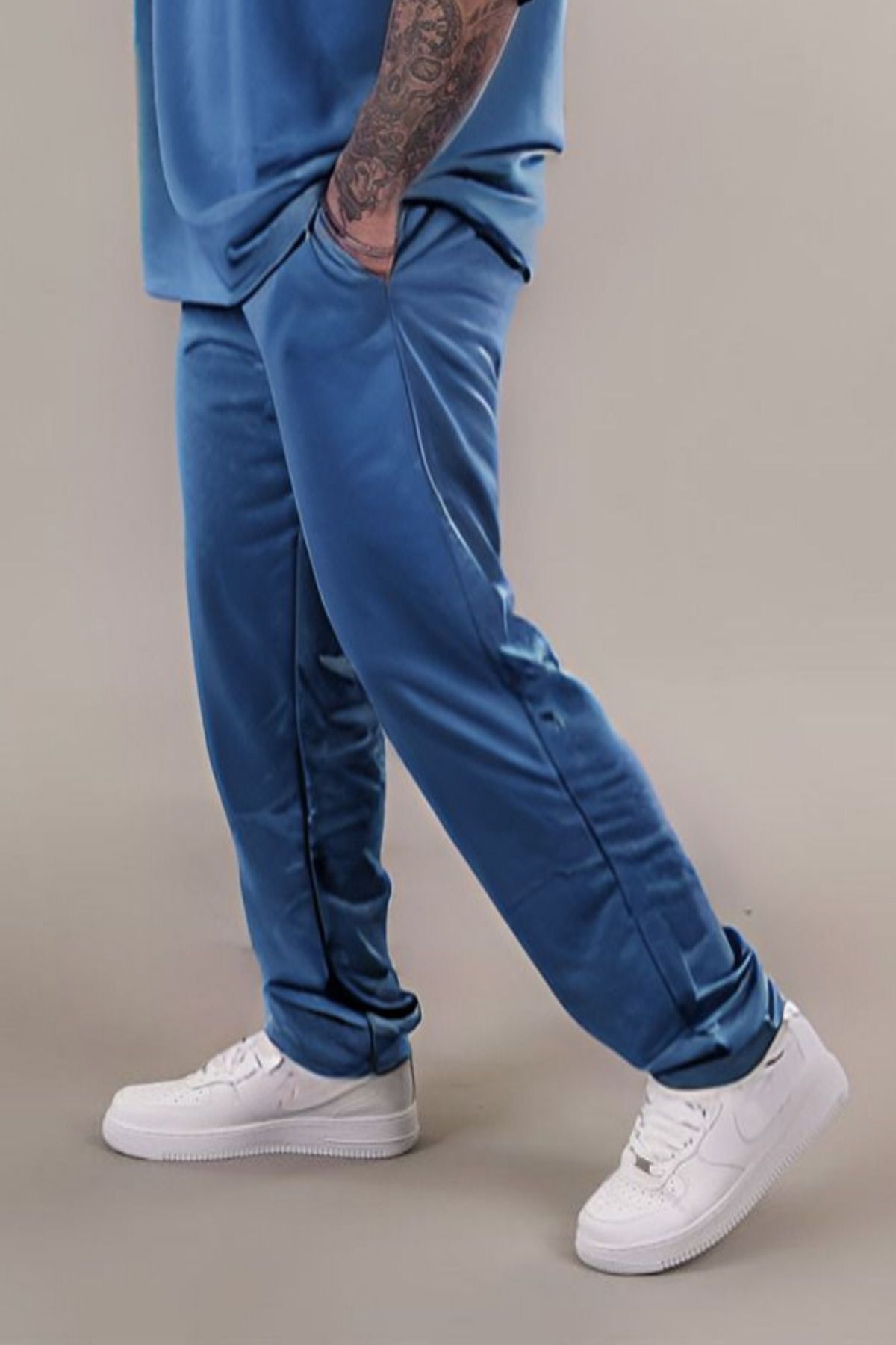 Erkek Penye Rahat Beli Lastikli Pijama Altı - İndigo - 3