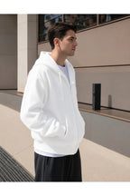 Erkek 3 İ̇pli̇k Fermuarli Kapüşonlu Oversi̇ze Rahat Sweatshirt Hirka - Beyaz - 2